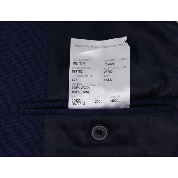 Bruce Julian Men's Clothing Blue Woven Performance Wool 2-Btn Blazer Jacket 40R - Picture 9 of 10